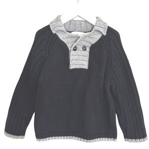 Jacadi Paris Navy Gray Knit Cashmere Cotton Boys 23M‎ 86CM Shawl Collar
